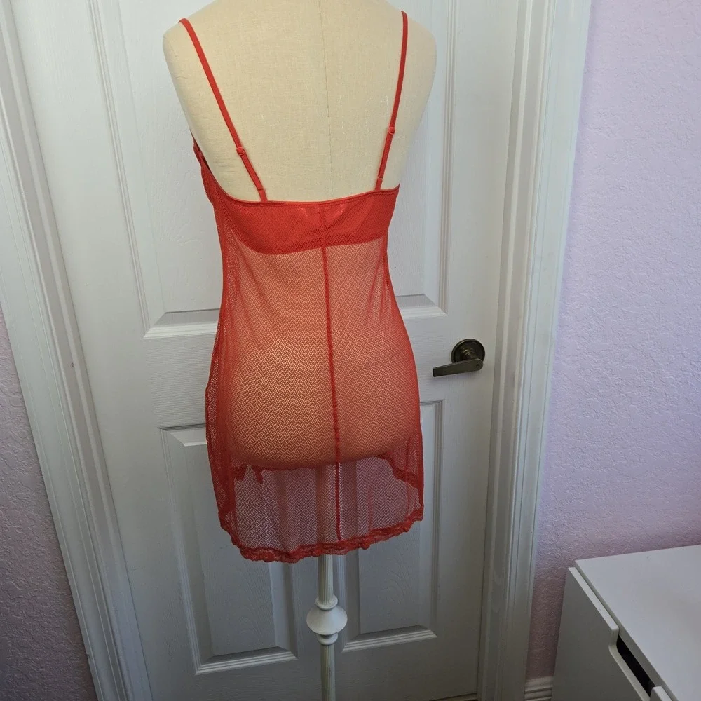 Victoria's Secret Y2K Vtg Red‎ Stretch Lace Babydoll Nightie Lingerie Size 36C